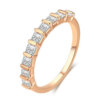 Popular Simple Square 14K Rolled Rose Gold AAA Zircon Crsytals Fashion Party Daily Rings - Fine Jewellery